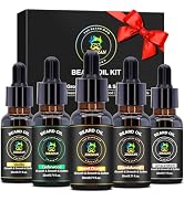 XIKEZAN 5 Pack Beard Oil Set w/Sandalwood, Orange, Vanilla, Cedarwood, Unscented for Beard Care, ...