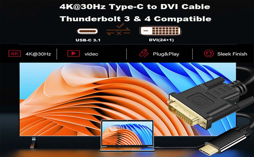 4k type c to dvi cable