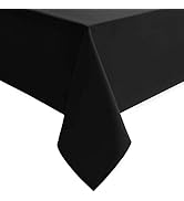 Hiasan Black Rectangle Tablecloth - 54 x 80 Inch - Waterproof &amp; Wrinkle Resistant Washable Fabric...