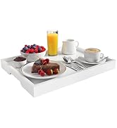 Artmeer Bamboo Breakfast Serving Tray, Portable Serving Platters Tray Great for Dinners Party Tea...