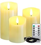 Lezonic Rechargeable Flickering Flameless Candles Battery Operated with Remote and Timer, Pack of...