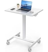 NEWBULIG Small Standing Desk, Sit Stand Mobile Desks Portable Rolling Laptop PC Work Table with W...
