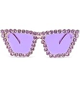 FEISEDY Women Crystal Square Cat Eye Sunglasses Sparkling Trendy Retro Cateye Sunglasses B2898