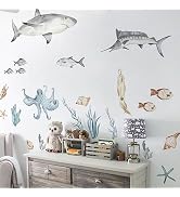 QUCHENG Ocean Wall Decals Marine Animal Boys Bedroom Large Stickers Removable Whale Decor Nursery...