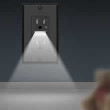 Black Receptacle Outlet with Night Light,Tamper-Resistant,15A,2 Pole,Standard Electrical Outlets 