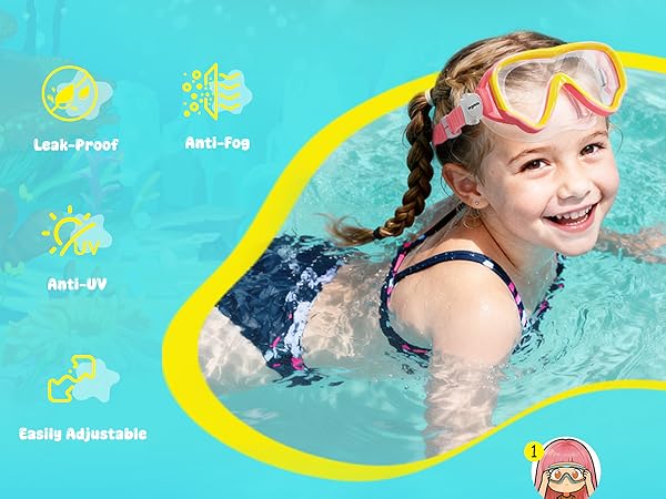 kid swimming goggles with nose cover