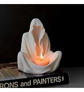 Ni-JASW White Reaper Sitting Statue, Creeper Sitting Statue, Gothic Halloween Decorative Tea Holder