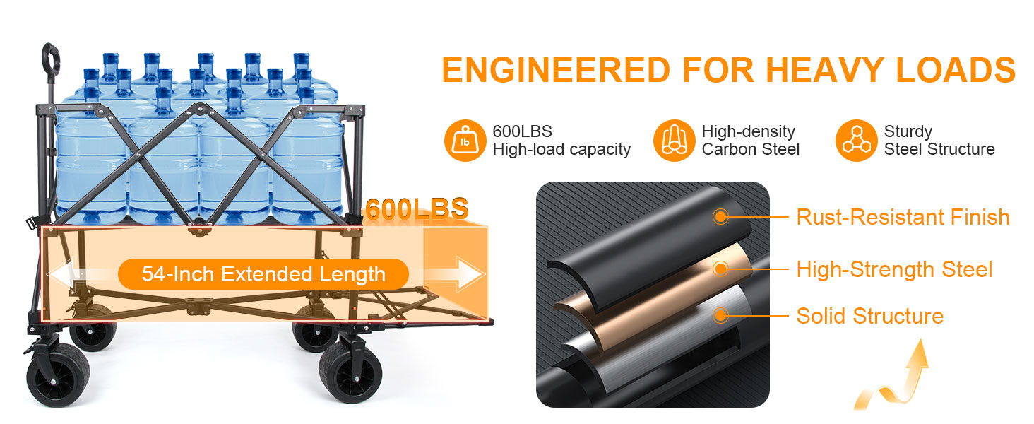 600lb double decker wagon heavy duty reinforced steel frame with 54 inch extended lower deck