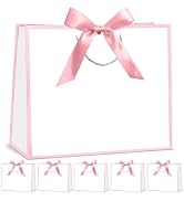 CINSOEN 12 Pcs Paper Gift Bags with Handles, Thank You Gift Bag with Ribbon Bow for Graduation We...