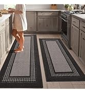 Kitchen Rugs Set,Non Slip Kitchen Mats for Floor-Thick Stain Resistant Kitchen Floor Mat Runner C...
