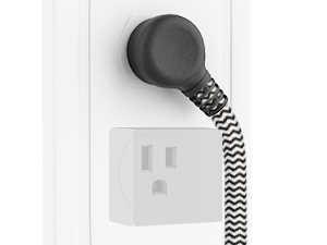 Flat plug Extension cord 3 outlet small Braided black 2 foot Braided Extension cord