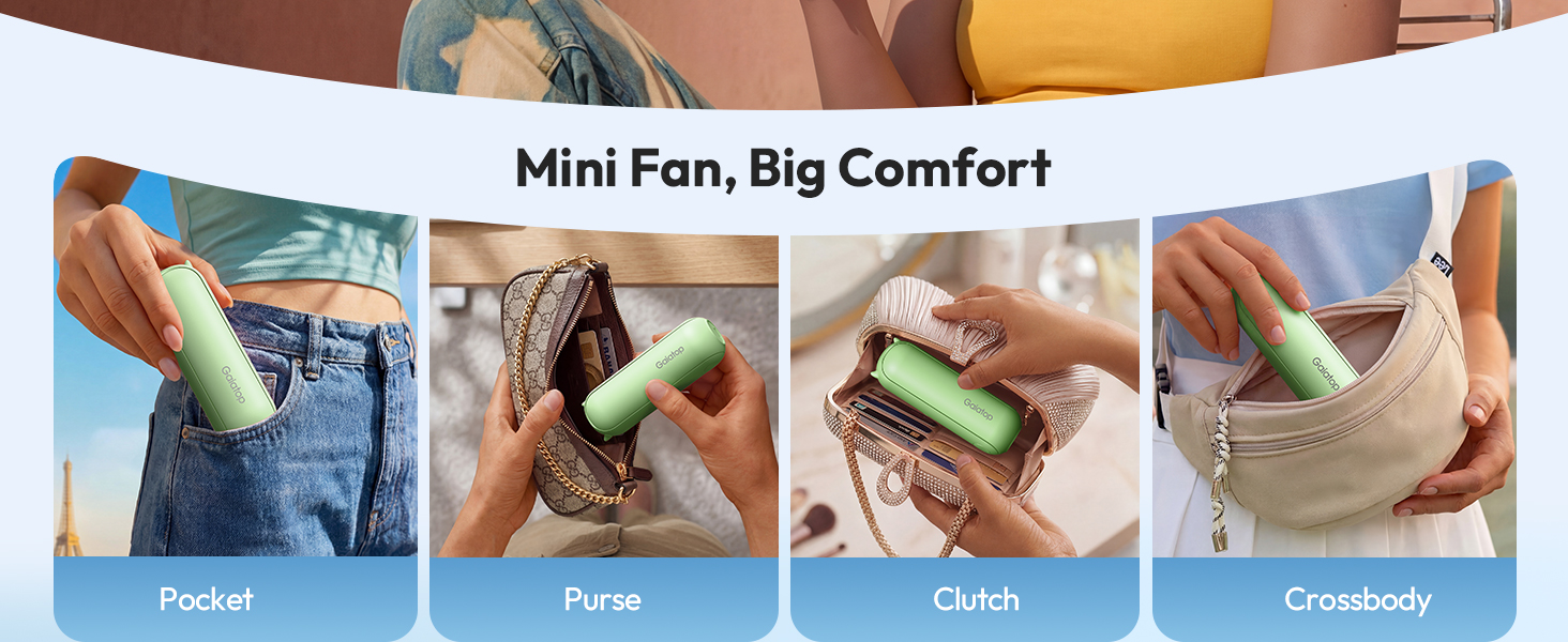 mini fan handheld beach essential for women mini personal fan travel fan for purse crossbody vanity