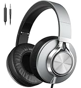 AILIHEN Headphones Wired with Microphone, Over-Ear Foldable Noise Isolation Headsets with Volume ...