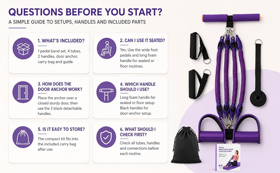 FAQ guide for PulsePixel foot pedal resistance band kit