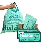 HoldOn Compostable Tall Kitchen Drawstring Bags, 13 Gallon - Leak-Resistant Triple-Ply Kitchen Ba...