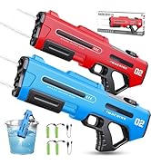 2 Pack Electric Water Guns,Water Gun With Auto Reload,3 Shooting Modes &amp; 4 Batteries,Squirt Gun B...