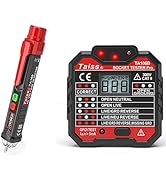 Taiss Non-Contact Voltage Tester Pen with LED Flashlight and GFCI Outlet Tester with Voltage Disp...