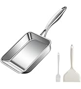 Toutrop 7.5" Japanese Omelette Egg Pan, 316 Stainless Steel Egg Pan, Square Frying Pans for Makin...