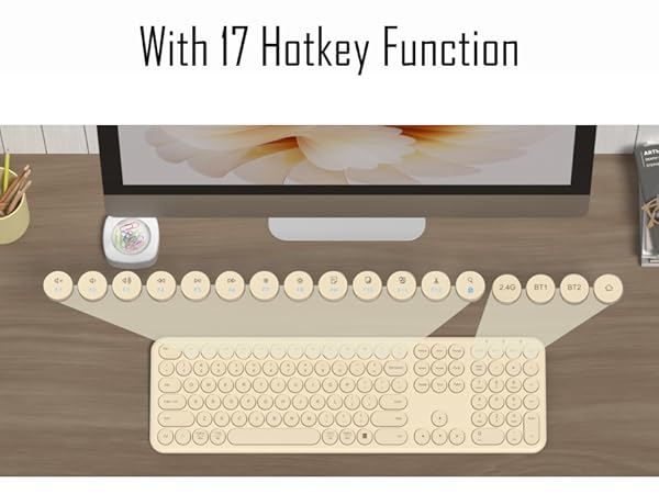 Quiet Bluetooth Keyboard - Multi-Device Aesthetic Wireless Keyboard