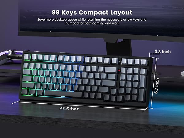 keyboard with a 99 - key compact layout