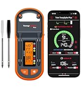 ThermoPro TempSpike Plus 600ft Wireless Meat Thermometer with 2 Color-Coded Probes, Bluetooth Mea...