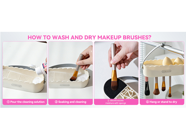 Makeup Brush Drying Rack Make Up Brush Cleaning Bowl Make Up Brush Cleaner Pad