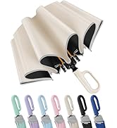 Seniny Travel Umbrella with Carabiner Handle, Windproof Large Umbrellas for Rain with Dual-Rib St...