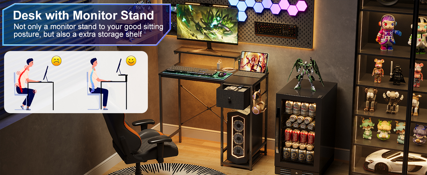 Gaming Desk with Monitor Stand