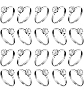 Whaline 36 Packs Diamond Engagement Rings Bridal Shower Rings for Wedding Table Decorations, Part...