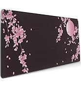 Sakura Cherry Blossom Extended Gaming Mouse Pad Non-Slip Rubber Base Pink Large Mousepad 35.4×15....