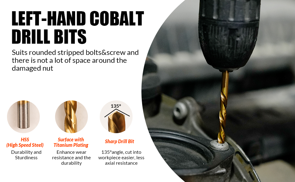 reverse drill bit extractor set for broken bolt remover