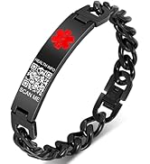 Theluckytag Upgraded Medical Bracelets Men Women with QR Code Medical Alert ID Bracelets - Titani...