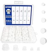 BOPOREAE 300PCS Plastic Hole Plugs Assorted 3/16" 1/4" 5/16" 3/8" 1/2" White Door Screw Covers Ca...