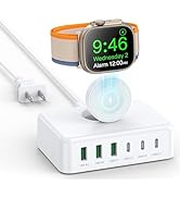 125W USB C Fast Charger Charging Station Block for Apple Watch Charger, USB C 6 Port PD GaN Fast ...