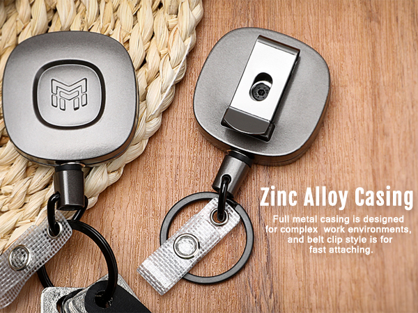 stainless steel keychain with a metal key ring