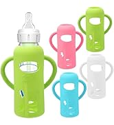 4 Pack Silicone Sleeves for Dr. Brown's Glass Baby Bottles - Drop Protection Baby Bottle Sleeves,...