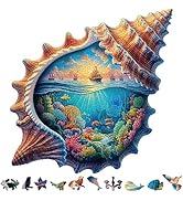 222Piece Wooden Jigsaw Puzzle for Adults - Ocean Conch Shell &amp; Underwater World Art, Precise Lase...