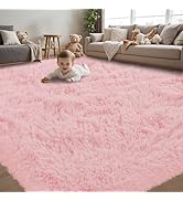 Fluffy Pink Area Rug for Bedroom Living Room Soft 6x9 Fuzzy Washable Rugs Non-Shedding Indoor Plu...