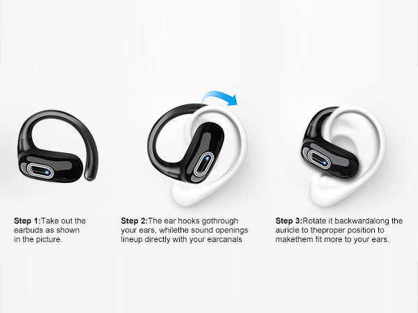  Bass Headset with Earhooks, Ultra-Comfort Secure Fit Sports Earphones, black