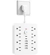 Surge Protector Power Strip - Chiefway Extension Cord with 8 AC Outlets, 6 USB Ports (2 USB C) &amp; ...
