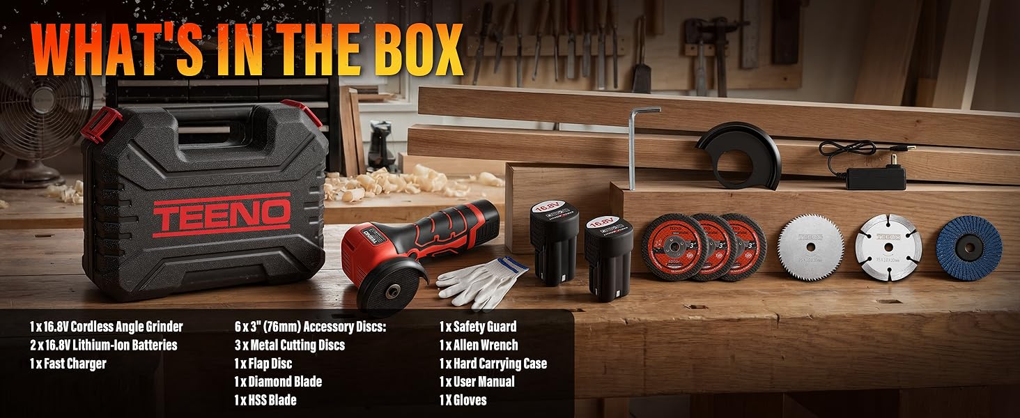TEENO Cordless Angle Grinder