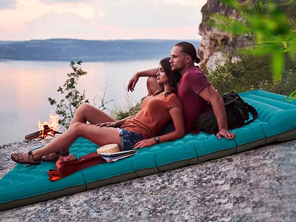double sleeping pad for camping peacock blue 12cm
