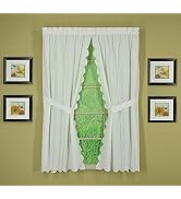 Today's Curtain, AMZ Orleans Scallop Curtain, White 63" Panel Pair and Tieback,4-Piece-Set, 60" W...