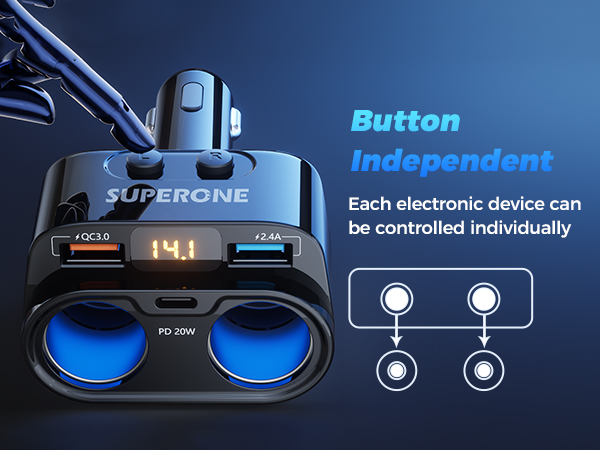 200W Cigarette Lighter Splitter
