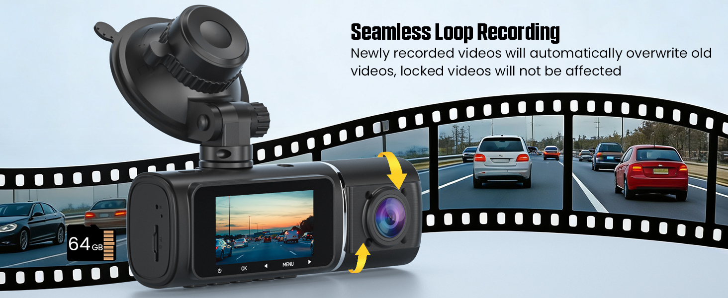 Dual Channel Dash Cams with 64GB Card 4K+1080P