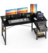 Sweetcrispy 47 Inch Computer Desk with Drawers for Home Office, Writing Desk with X-Shaped Reinfo...