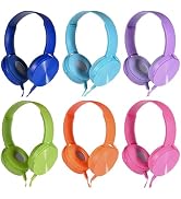 Wensdo Kids Headphones for School Classroom Bulk 6 Pack Multi Colored Students Wired Headsets, Co...