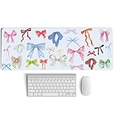 PaJiaNi Kawaii Bow Mouse Pad, Girly Coquette Bow XL Large Mouse Pad, Girls Preppy Trendy Laptop D...