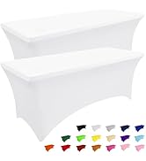 Smiry 2 Pack Spandex Table Cloth 6FT, Elastic Fitted Stretch Tablecloths for Rectangle Tables, Wa...