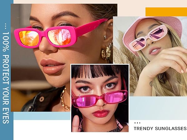 Retro Colored Narrow Square Glasses